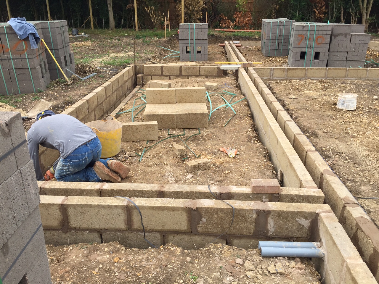 Foundation blockwork completed! Wood End Manor